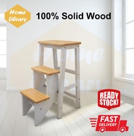 [HL] READY STOCK Solid Wood Foldable Step Chair Step Stool Ladder Chair Kerusi Tangga Kayu