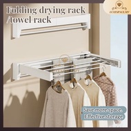 Stainless Steel Telescopic Clothes Drying Rack Folding Wall-Mounted Hidden Towel Rack Storage Rack