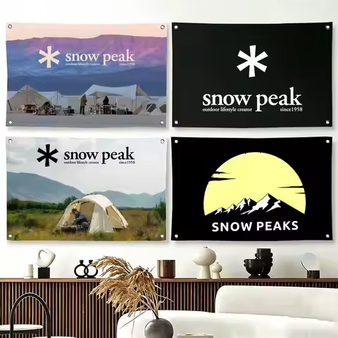 Camping Lifestyle S-Snow Peak Flags For Living Room Home Dorm Decor Wall Outdoor Camping Party Banne