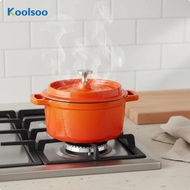 [Koolsoo] Enameled Cookware Enamel Coated Enameled Cast Iron Dutch Oven Heat Orange