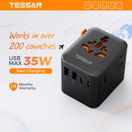 TESSAN Universal Plug Adapter ที่แปลงปลั๊กไฟ USB Type C ปลั๊ก แปลงไฟ จีน UK Plug Adapter China/Korea