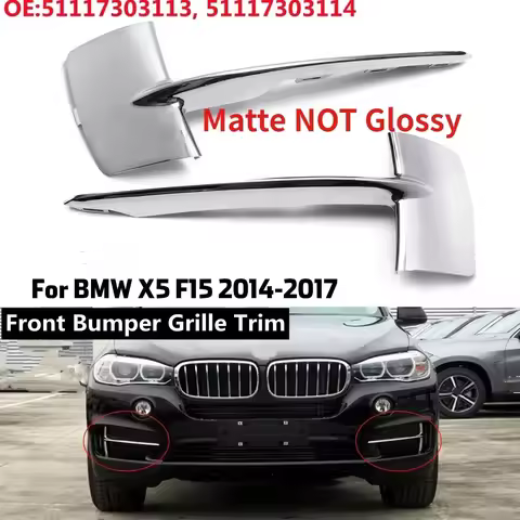 Matte Front Bumper Grille Trim Molding ABS For BMW X5 F15 35i 35ix 35dx 40ex 2014-2017 51117303113 5