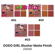 DODO GIRL Blusher Matte Finish 4C D4202 Pemerah Pipi Pigmented Color Pinkflash Pallate Original HQ