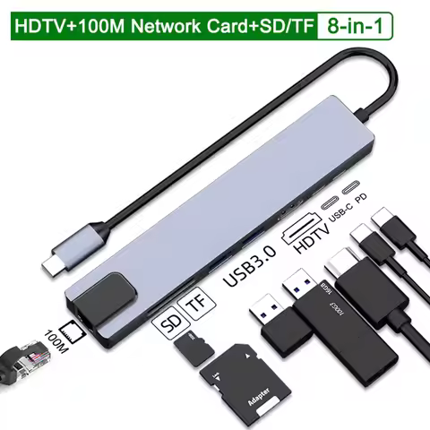 USB C HUB Type C Splitter Thunderbolt 3 Docking Station Laptop Adapter With For Macbook Air M1 iPad 