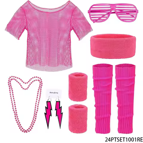 PESENAR Ladies' Retro 80S Party Outfit Set