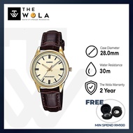 Casio Womens Analog LTP-V005GL-9A Gold Tone Case Leather Watch (watch for women / jam tangan wanita