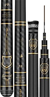 Fishing Rod, Portable Carbon 19 Super Hard Telespin Rod Black Hand Pole For General Fishing Sea Surf