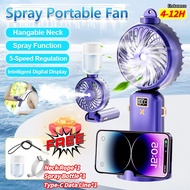 Kipas Portable Fan Folding Table Fan 5 Speed Adjustable Mini Fan Spray Mist Cooling Fan USB Fan Desktop Fan 迷你小风扇