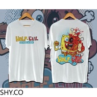 T Shirt Oversized Tshirt | SpongeBob Half Evil White | Mitchieboy Art Wear