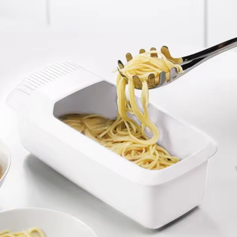 Microwave Noodles Pasta Cooker With Strainer Eco-Friendly Plastic Spaghetti Vegetable Steamer Dishwa