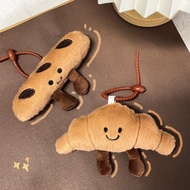 Cute Baguette Croissant Plush Keychain Cartoon Dessert Doll Adorable Keychain Decorative Accessories