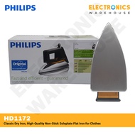 Philips HD1172 Classic Dry Iron, High-Quality Non-Stick Soleplate Flat Iron for Clothes