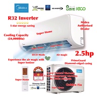 Midea 2.5hp Inverter Aircond Xtreme Save R32 Inverter MSXS-25CRDN8 Super ionizer Wall Mounted Inverter Air Conditioner