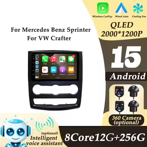 Android 15 Car Radio for Mercedes Benz Sprinter VW Crafter Wireless CarPlay Multimedi Player Split S