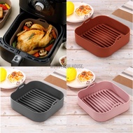 20.5 x 20.5 x 5.5cm Air Fryer Silicone Pot Oven Baking Tray Replacement for Paper Liners Coffee / Grey / Pink