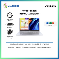 Asus Laptop Vivobook 16X M1603Q-AMB099WS 16'' WUXGA Transparent Silver ( R5 5600H, 8GB, 512GB SSD, ATI, W11, HS )