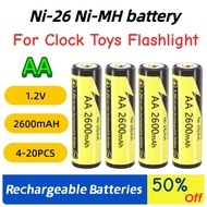 4-20PCS Ni-26 AA 1.2V 2600mAh Ni-MH Rechargeable Battery for Temperature Gun Remote Control Mouse To