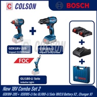 COLSON BOSCH New 18V Combo Set 2 GDX18V-285 +  GSB185-LI foc GLI180-LI Solo 18V2.0 Battery X2 , Chan