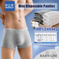 [100% Cotton] Oeiez Disposable Men Underwear 3pcs/5pcs Brief Boxer Underpants  for Travel, Business一
