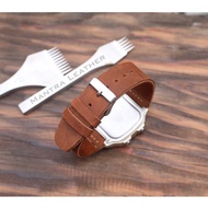 Replacement Genuine Leather Strap for Casio AE1200, AE1300, F108WH, F216H Dark Brown Waxed Leather W