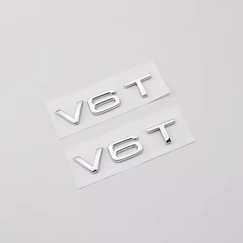 3d ABS Chrome Black V6T Logo Number Letters Car Fender V6 T Emblem Badge Decal For Audi A6 C7 A4 4 S