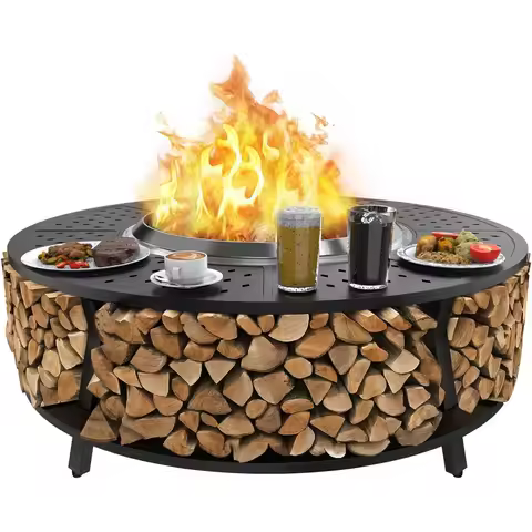 Portable Tabletop Fire Pit Surround for Solo Stove Yukon, Bonfire, and Tiki - Protective Barrier wit