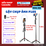 Gậy chụp ảnh 4 chân tích hợp gimbal AI CL12-P - Tripod xoay 360 tự động thông minh từ xa có đèn led