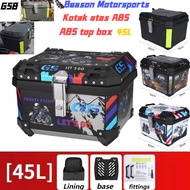 🔥TANKER ABS TOP BOX BELAKANG MOTOR TANKER 45L ALUMINIUM STAINLESS STEEL LOCK ABS BLACK