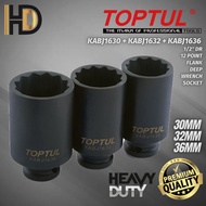 TOPTUL 1/2" DR Flank Deep Impact Wrench Socket 12 POINT / 2 Size Option / 32MM + 36MM Box Socket / K