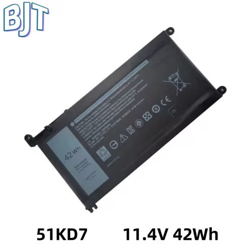 6Cell New Laptop Battery 51KD7 11.4V 42Wh For Dell Chromebook 11 3180 3181 3189 5190 FY8XM Y07HK Lit