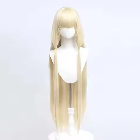 Long Straight Light Blonde Wig: “Chobits” Chi Cosplay Wig—High-Temperature Synthetic Fiber Wig for P