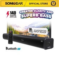 SonicGear HD7000 140W Ultra Bass Soundbar (TV/PC, BT5.0) – 2 Mic Inputs for Karaoke Speaker Bluetoot