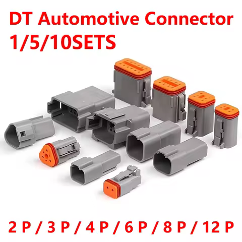 1/5/10sets Deutsch DT 2 3 4 6 8 12 Pin Auto Waterproof Connector Automotive Sealed Electric Male And