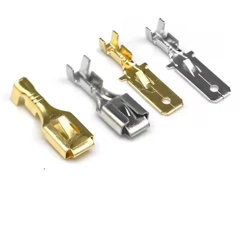 50/10/200cs 6.3mm Automotive Crimp Terminal Male Female Spade Connector Brass Auto Splice Wire Termi