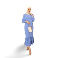 zaskia midi dress s-3xl crinkle baju gamis terbaru jumbo gamis remaja - blue xxxl