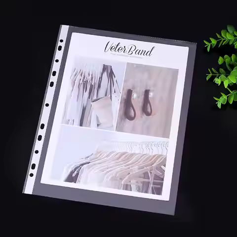 100pcs Transparent Plastic Punched File Folders For Documents Sleeves 11holes Document Folder For A4