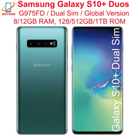 Samsung Galaxy S10+ S10 Plus Duos G975FD Dual Sim 8/12GB RAM 128GB/512GB/1TB ROM Octa Core 6.4" AMOL