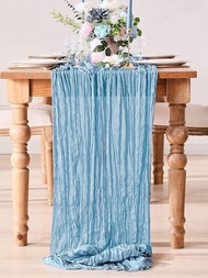 1入組90*180cm輕藍色折疊式桌布,節日生日派對裝飾婚禮配件假期家庭宴會房間桌面裝飾桌布桌旗桌套