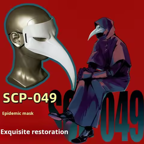 SCP-049 Plague Doctor Mask Costume Halloween Steampunk Gas Mask Goggles Medieval Bird Beak Mask Cosp