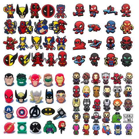 9-30PCS Hot Toys Spider-Man Marvel superhero Shoe Charms Cartoon Clog Sandals Shoes Accessorie Decor