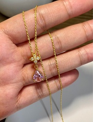 PAWNABLE 18K Saudi Gold Lightweight Rope Chain Necklace with Birthstone Pendant(Hollow Pendant/October)✨