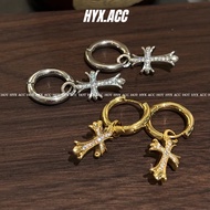 Unisex Earrings Classic Cross Earrings Loop Earrings Shiny Gold Earrings