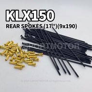 KAWASAKI KLX150 REAR SPOKES (17") (9X185/190) SPOKE SPOK WHEEL KLX 150 RANTING LIDI RIM SPOKE ALLOY 