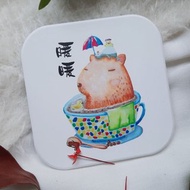有現貨-水豚杯墊卡皮巴拉杯墊陶瓷杯墊珪藻土杯墊-水彩插畫杯墊
