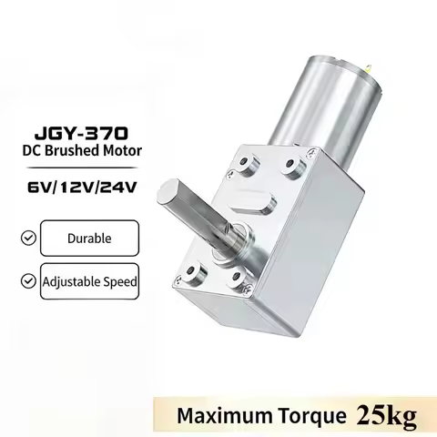 JGY370 Turbo Worm Geared Motor 8MM Long Shaft Motor High Torque Self-Locking Motor 12V24V6V