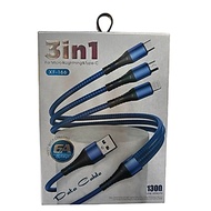3 in 1 Multi Charging Cable 6A Fast Charge Cable for Whole Family Different Phone Types