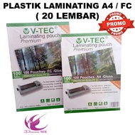 (20 Sheets) V-tec Plastic Laminating A4/FC 100 Micron