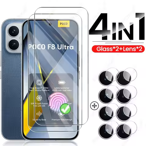 4To1 9H Clear Tempered Glass For Poco F8 Ultra 5G Unlock Screen Protector On Poko Little F8Ultra F 8