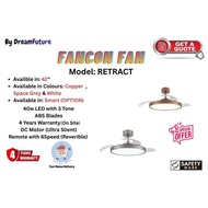 CHEAPEST INSTALLATION Fanco Fan Retract (SMART Optional)DC Celling Fan w 40w light 3tone
