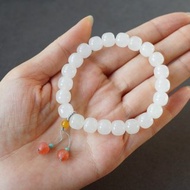 天然和田玉白玉 蜜蠟 保山南紅笑佛設計手串手持s